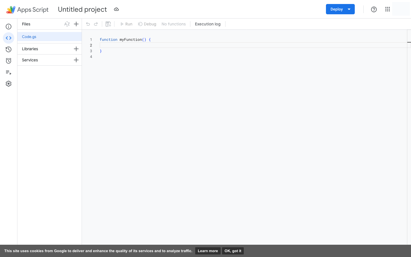 Apps Script code editor interface