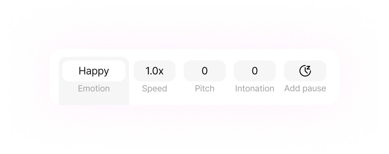 Speed, pitch, and intonation voice control UI