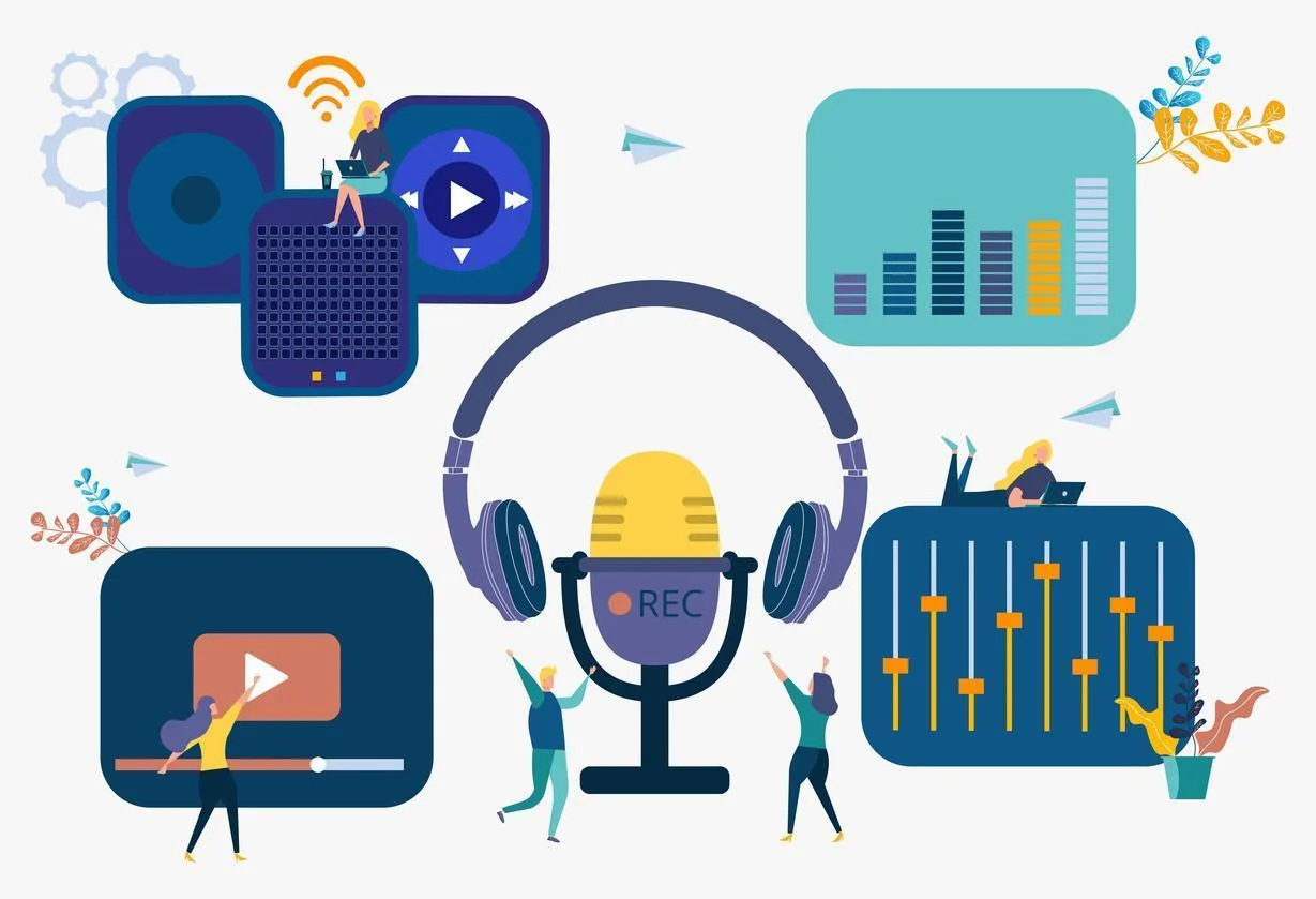Recording studio, news, interviews, music, dubbing, sound recording on the radio into a microphone, work on recording a video for a video blog