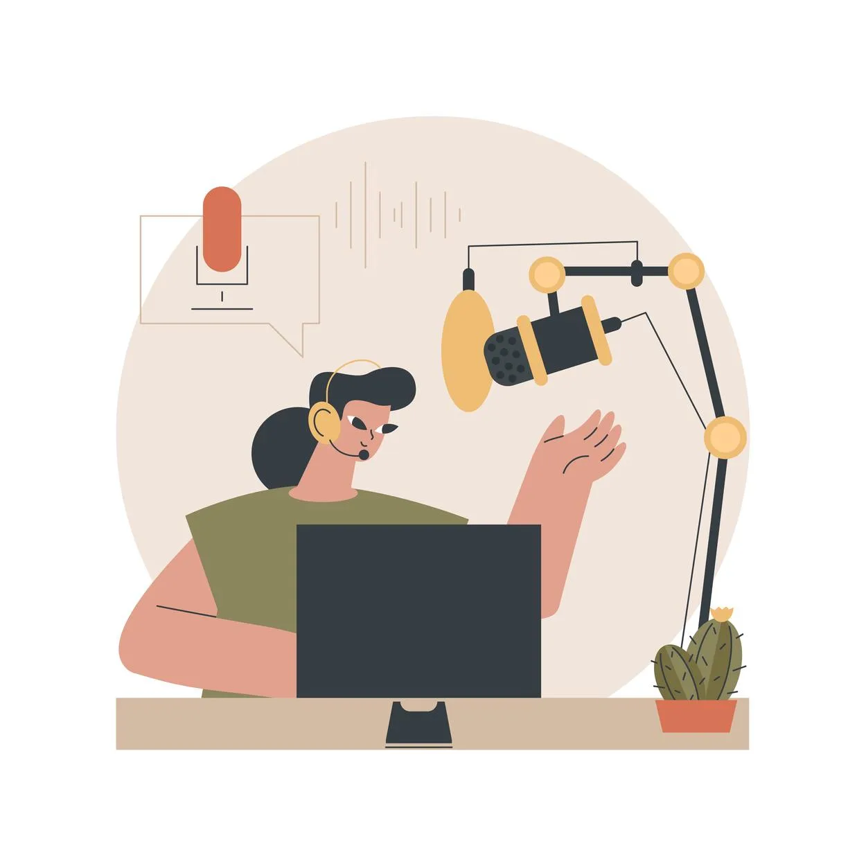 Voice over services abstract concept vector illustration. Voice over recording studio, audio and video production services, narration artist, advertising agency, text to speech abstract metaphor