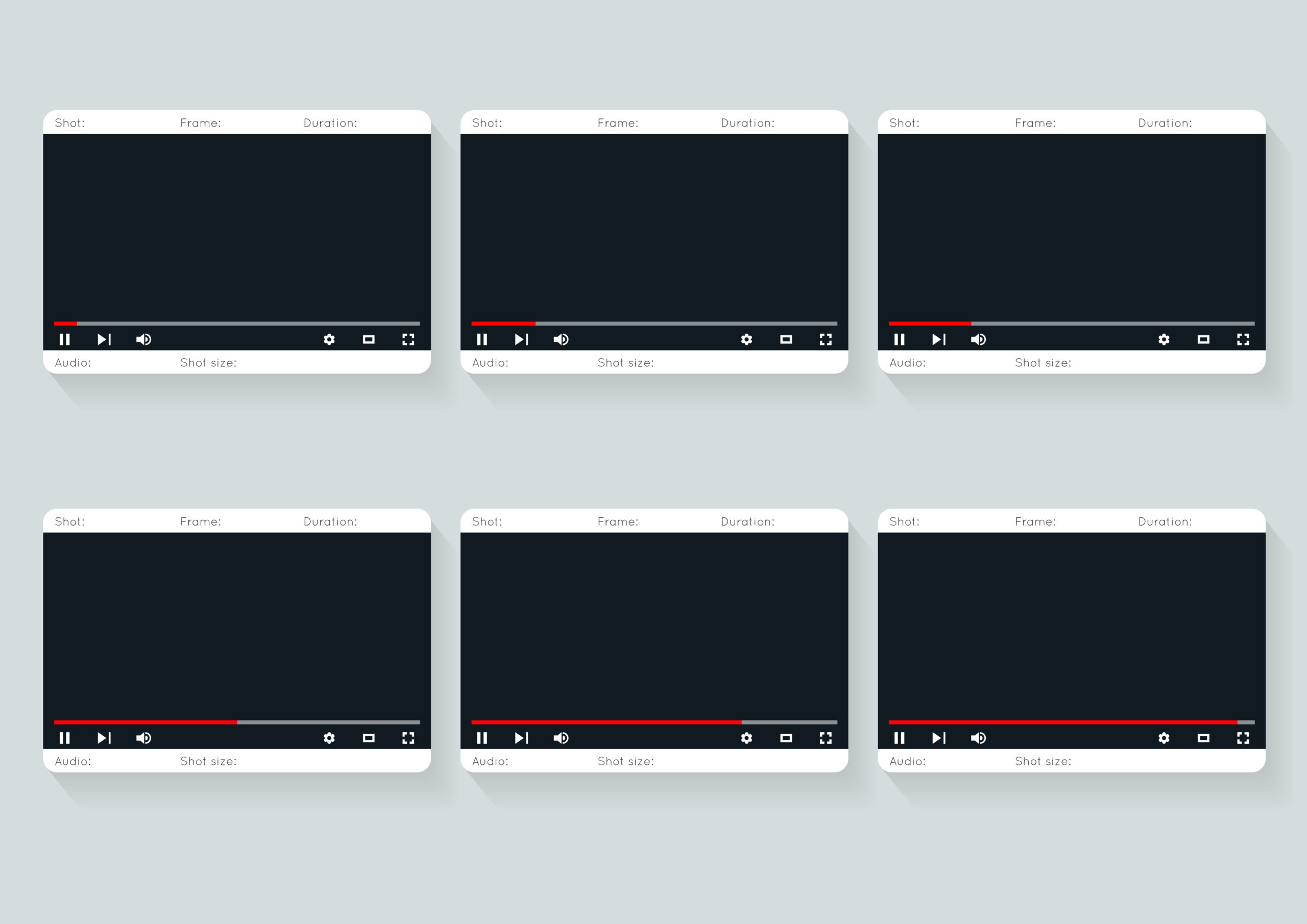 Film storyboard template. Video 16 9 design