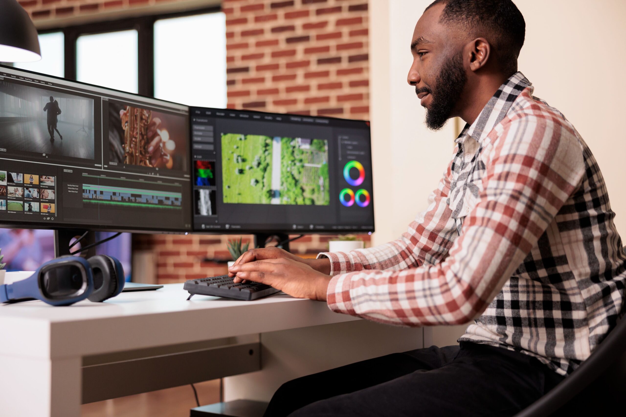 Male-digital-creator-editing-video-montage-post-production-software-working-computer-creating-movie-content-with-color-grading-edit-creative-multimedia-film-footage-app
