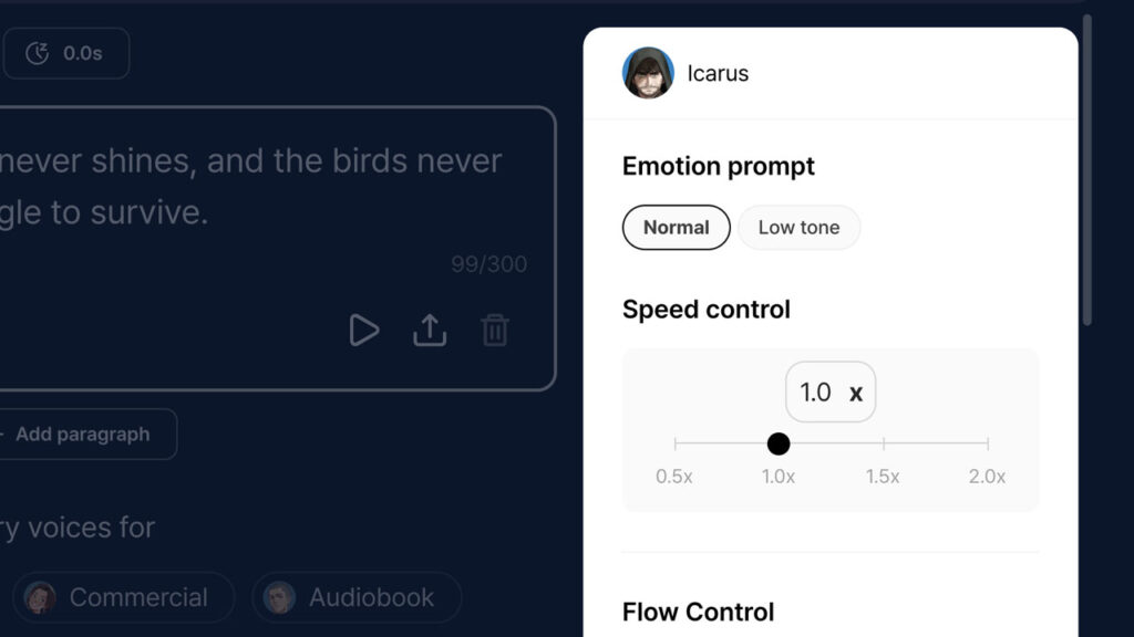 typecast TTS editor voice setting menu