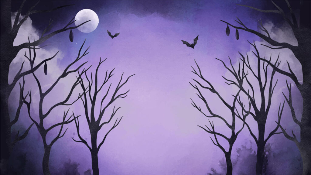 haunted background in purple and black