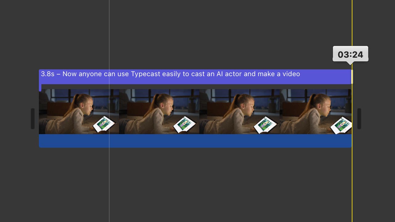 editing subtitle text in video timeline of imovie app