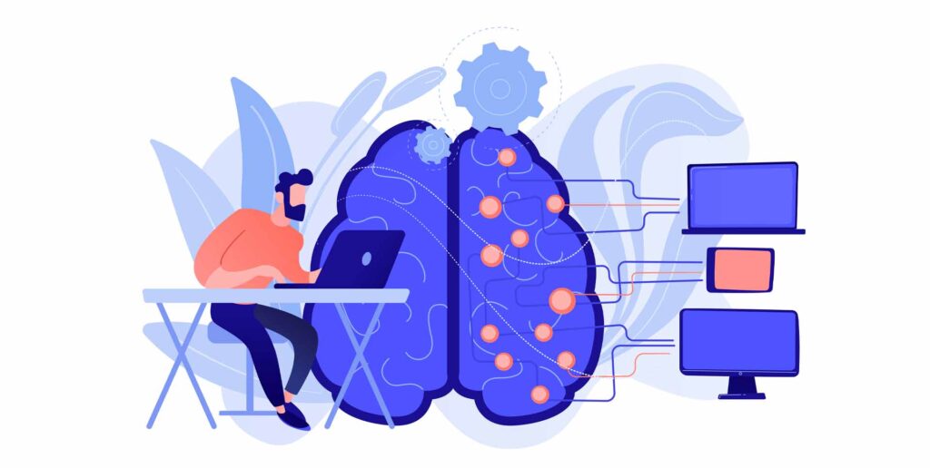 AI brain and man illustration