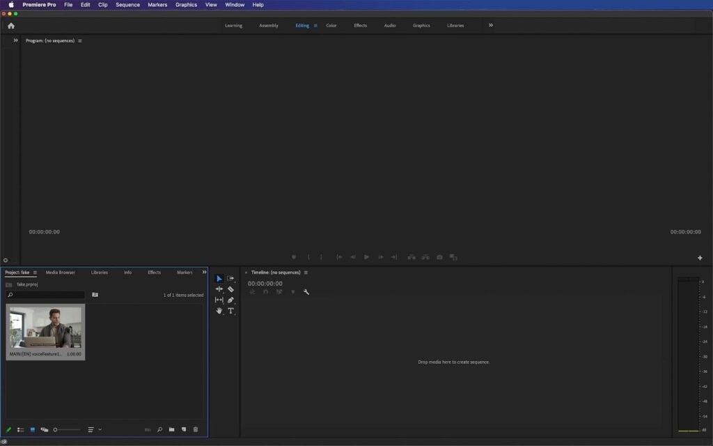 screenshot of premiere pro's project folder for imported video footages