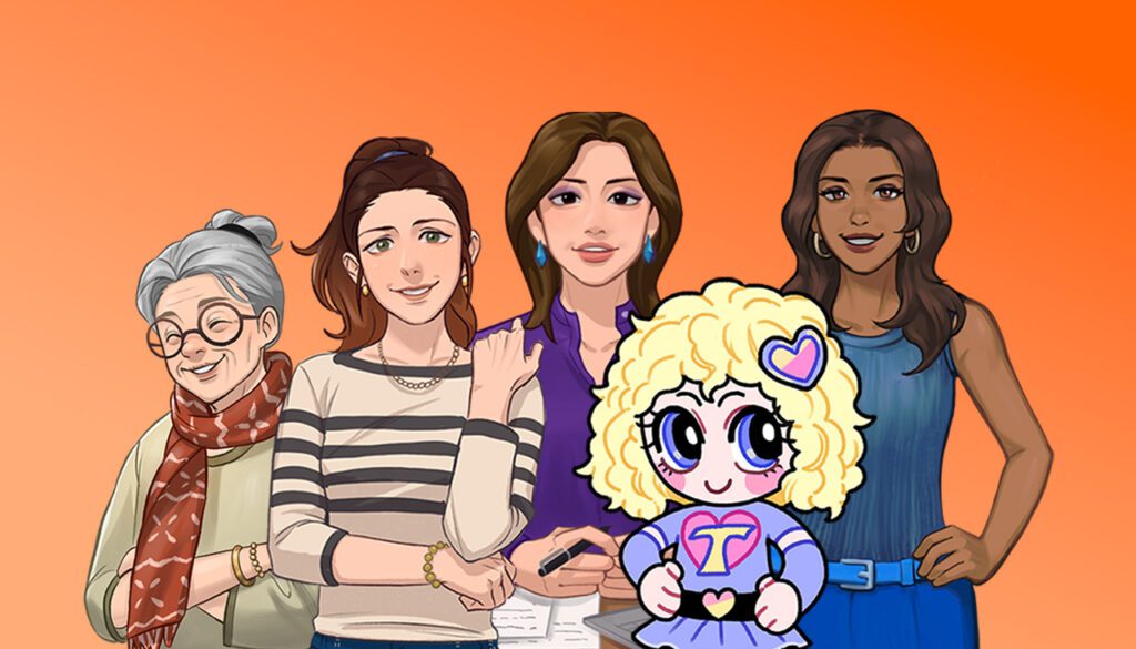 AI voice actors angela katie betty emma and vivien together