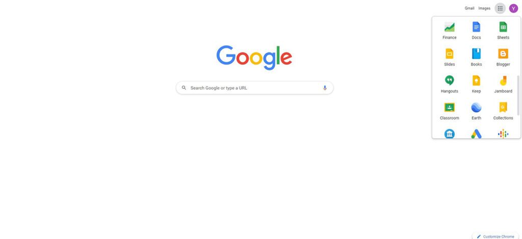google main screen