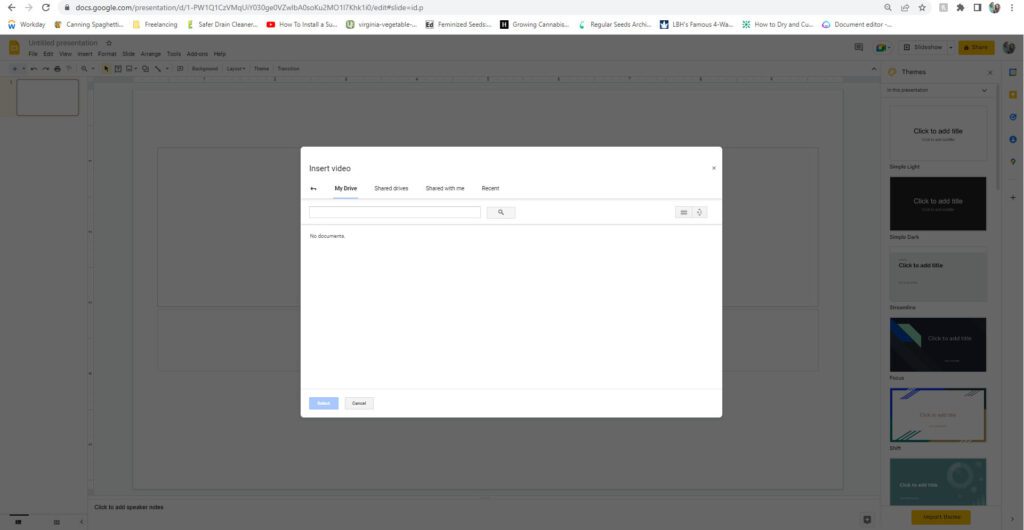 google slides insert video menu