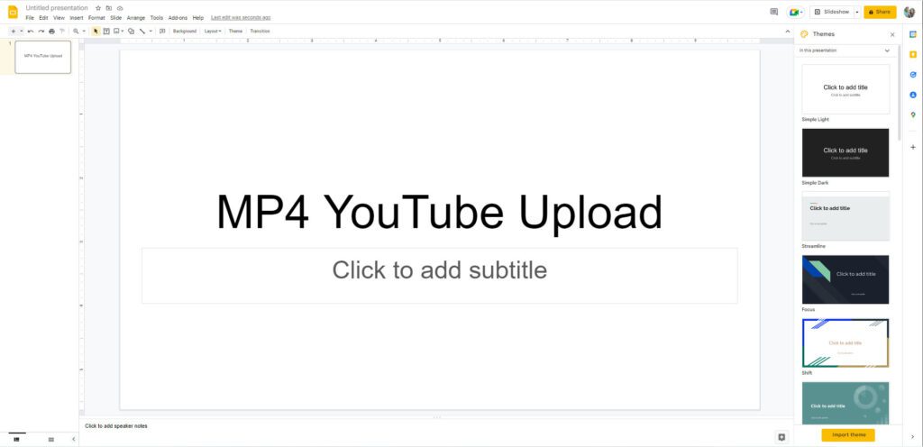google slides MP4 youtube upload