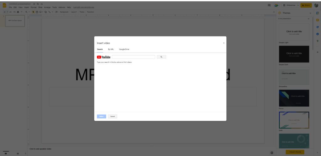 google slides insert video menu using youtube link