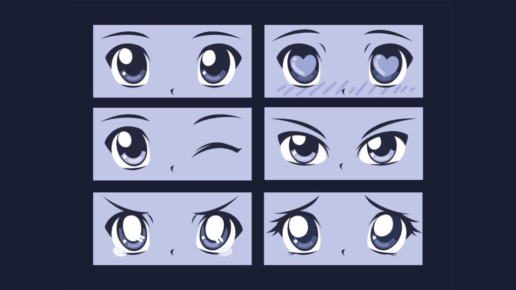 different anime eye styles illustration