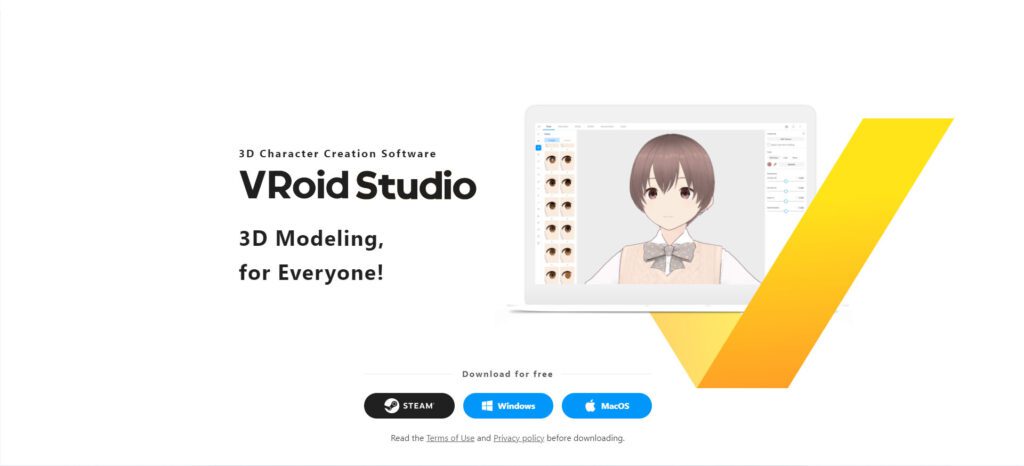 vroid landing page