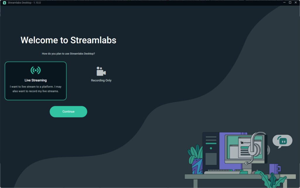 twitch welcome to streamlabs menu