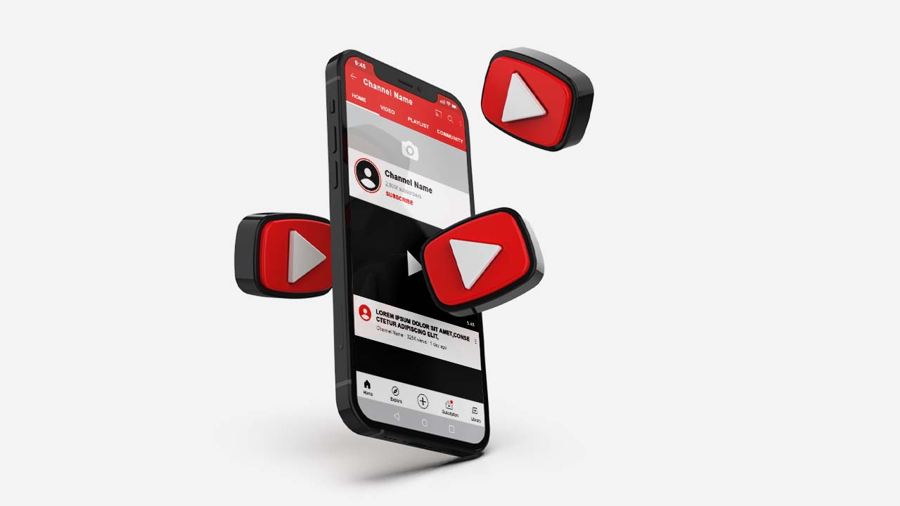 3D model of phone and youtube