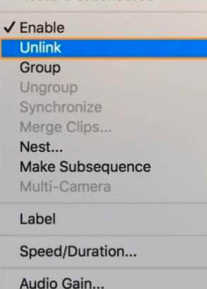 adobe premier unlink video and audio UI