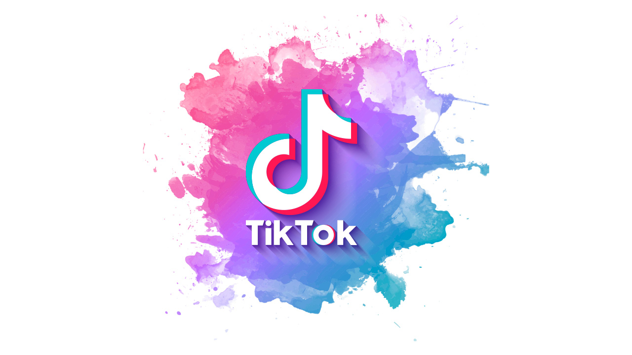 tikTok logo with watercolor in the background