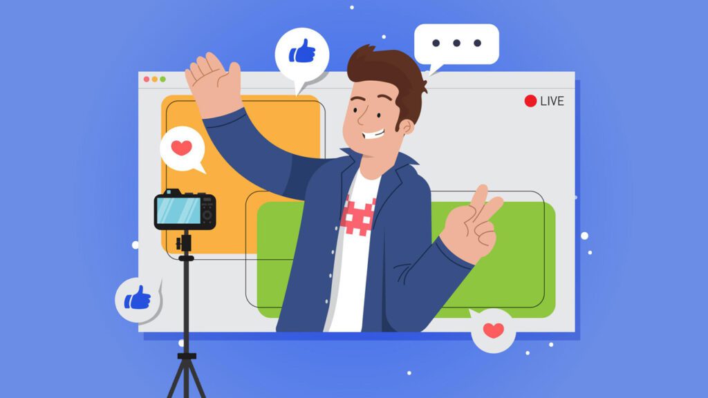 animated influencer recording a video