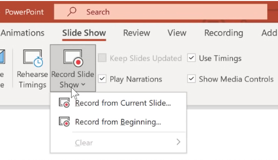 microsoft office powerpoint record slide show icon