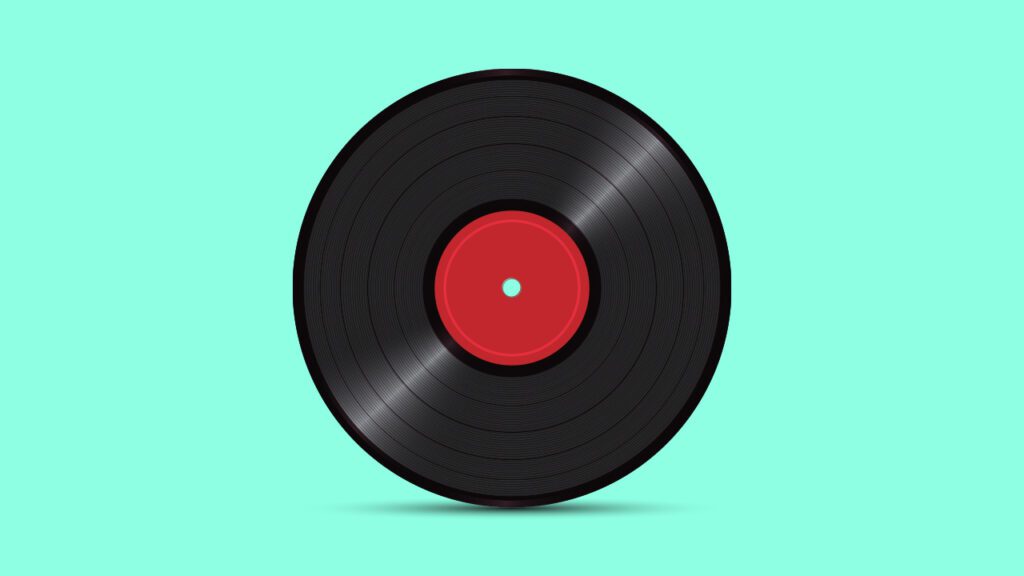 vinyl disk record with cyan background