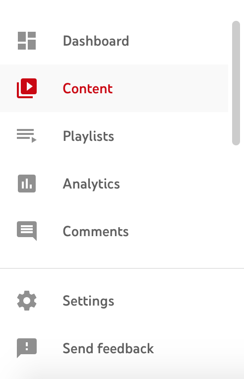 youtube studio content option selection