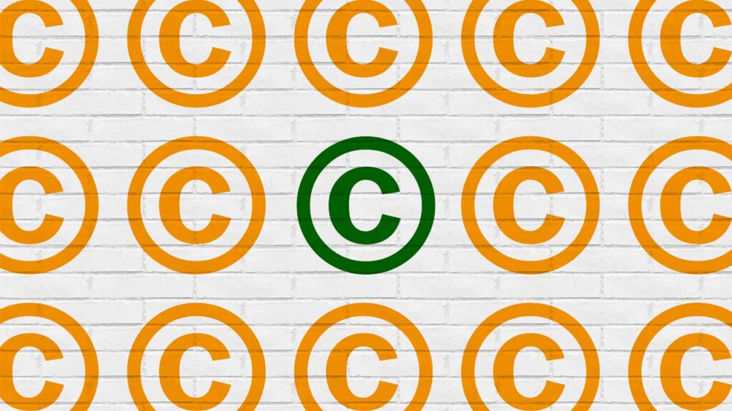 copyright icon in orange and green