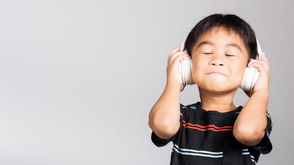 boy wearing headphones