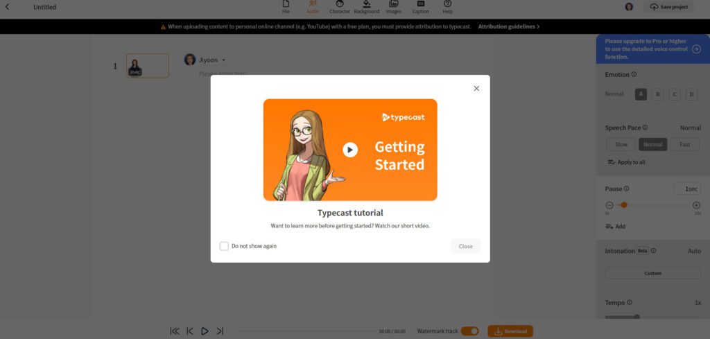 typecast app jennifer tutorial popup 