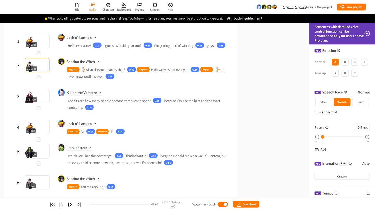 typecast ai voice halloween template