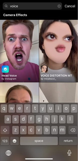 instagram story effects gallery voice search