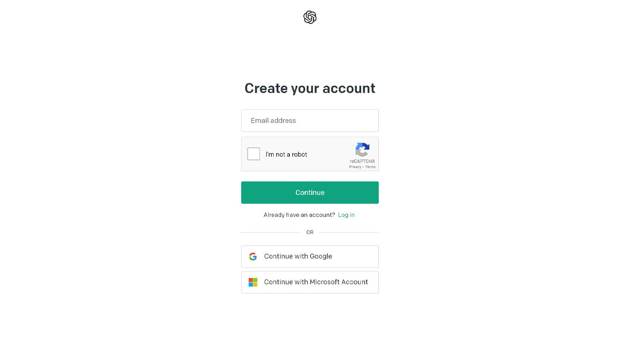 chatgpt create an account UI