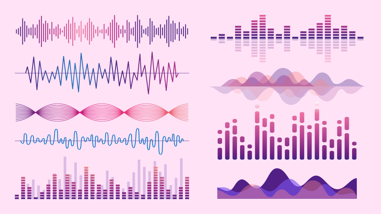 vector image of purple and green sound waves