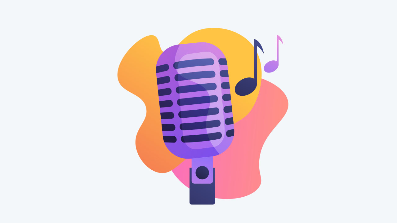 vector image of a mic with music tones