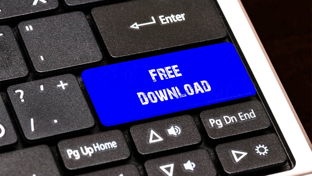 blue free download button on keyboard