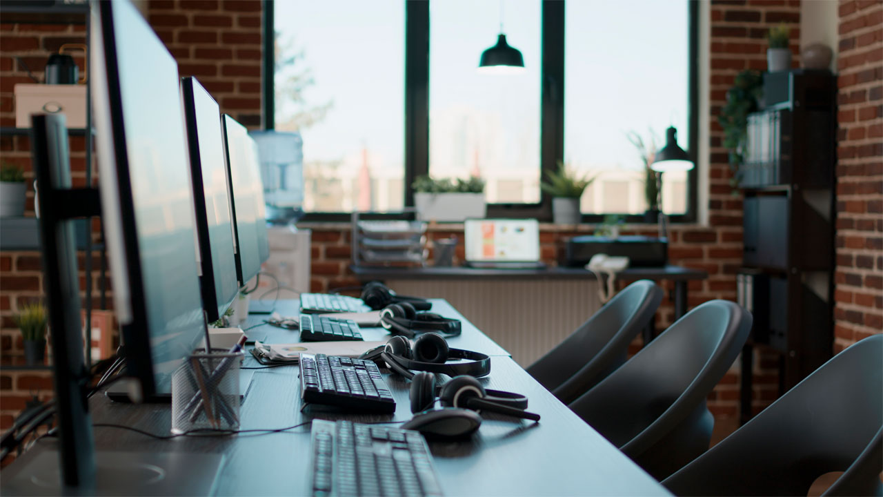 empty computer desks