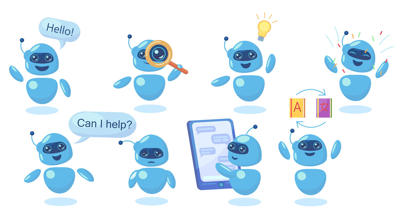 multiple modern blue chatbots