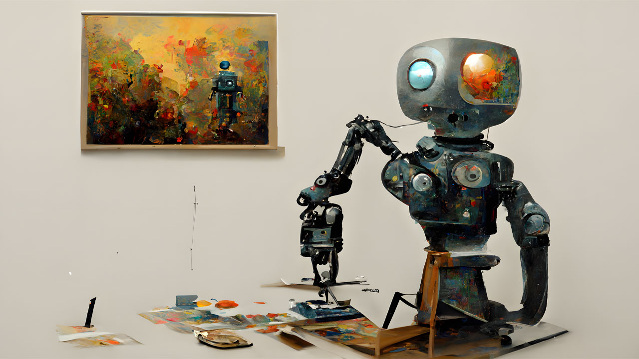 AI robot painting a picture