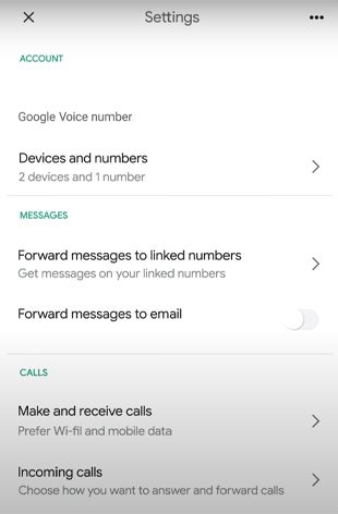 google voice account settings