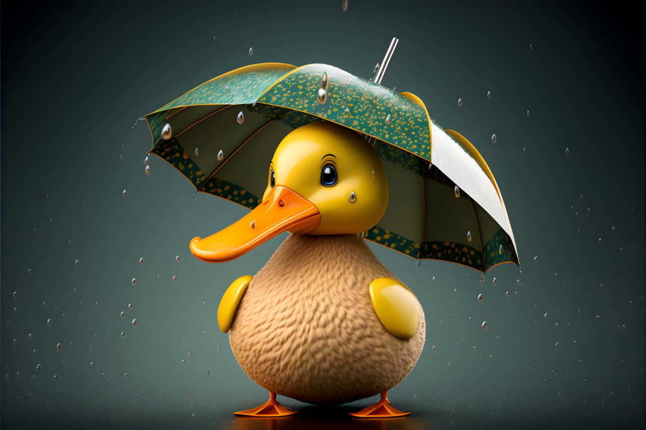 rubber ducky in the rain