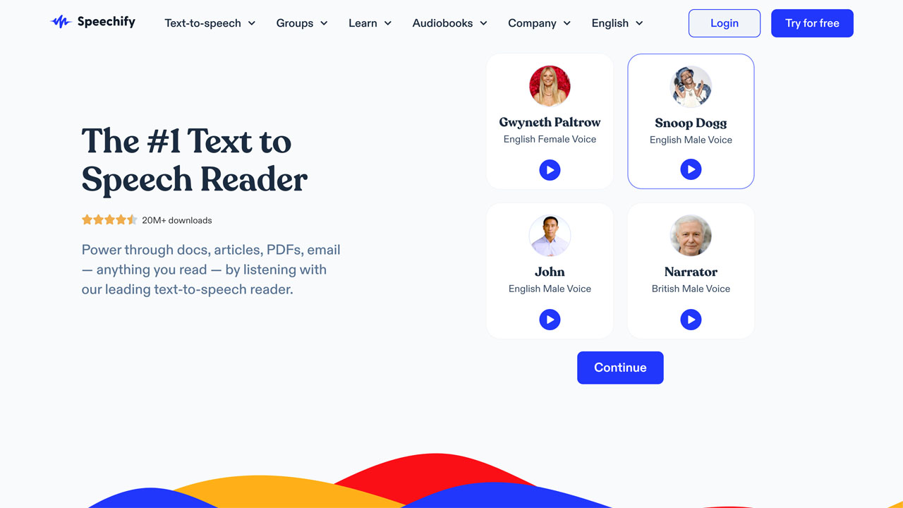 speechify landing page