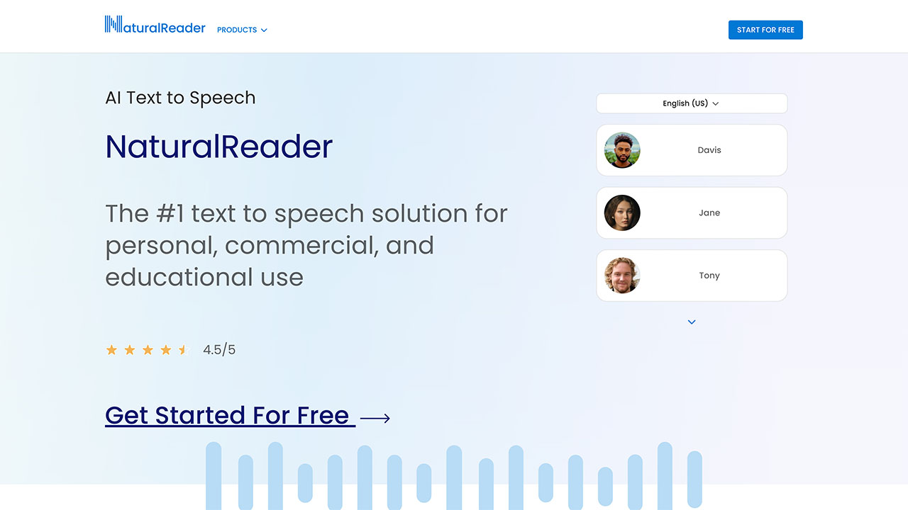 natural reader landing page