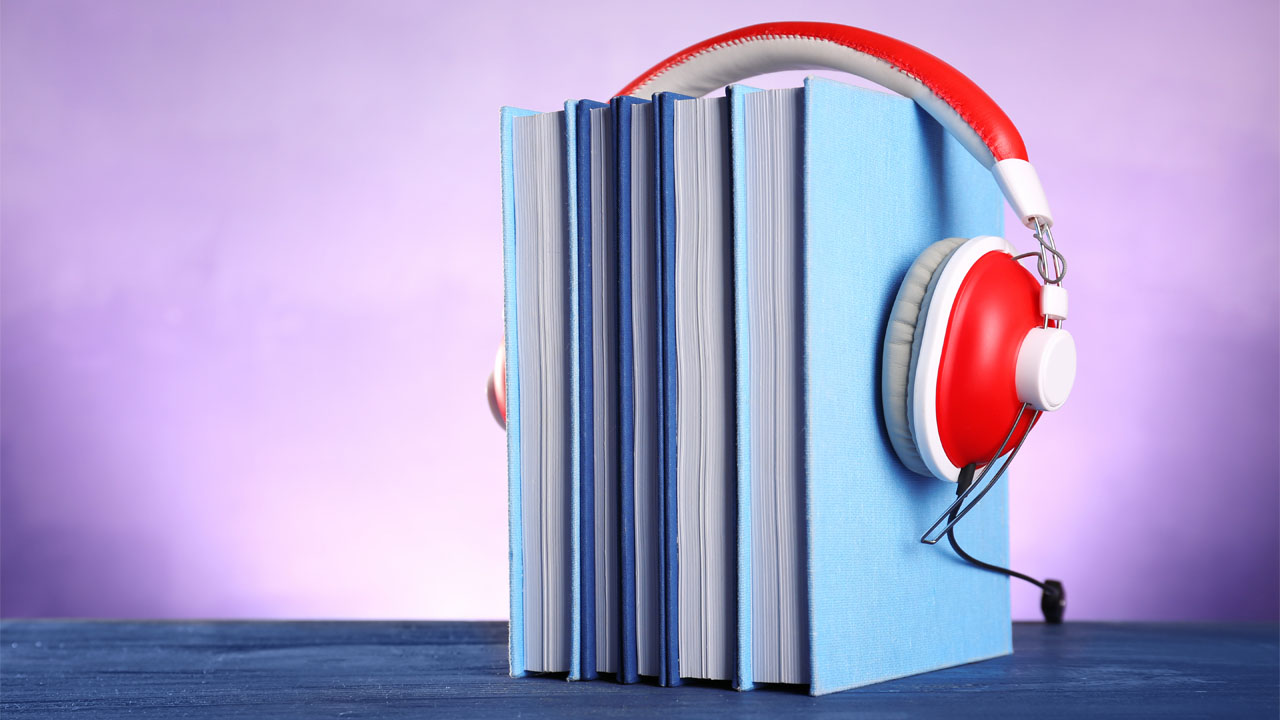 a book with headphones on them