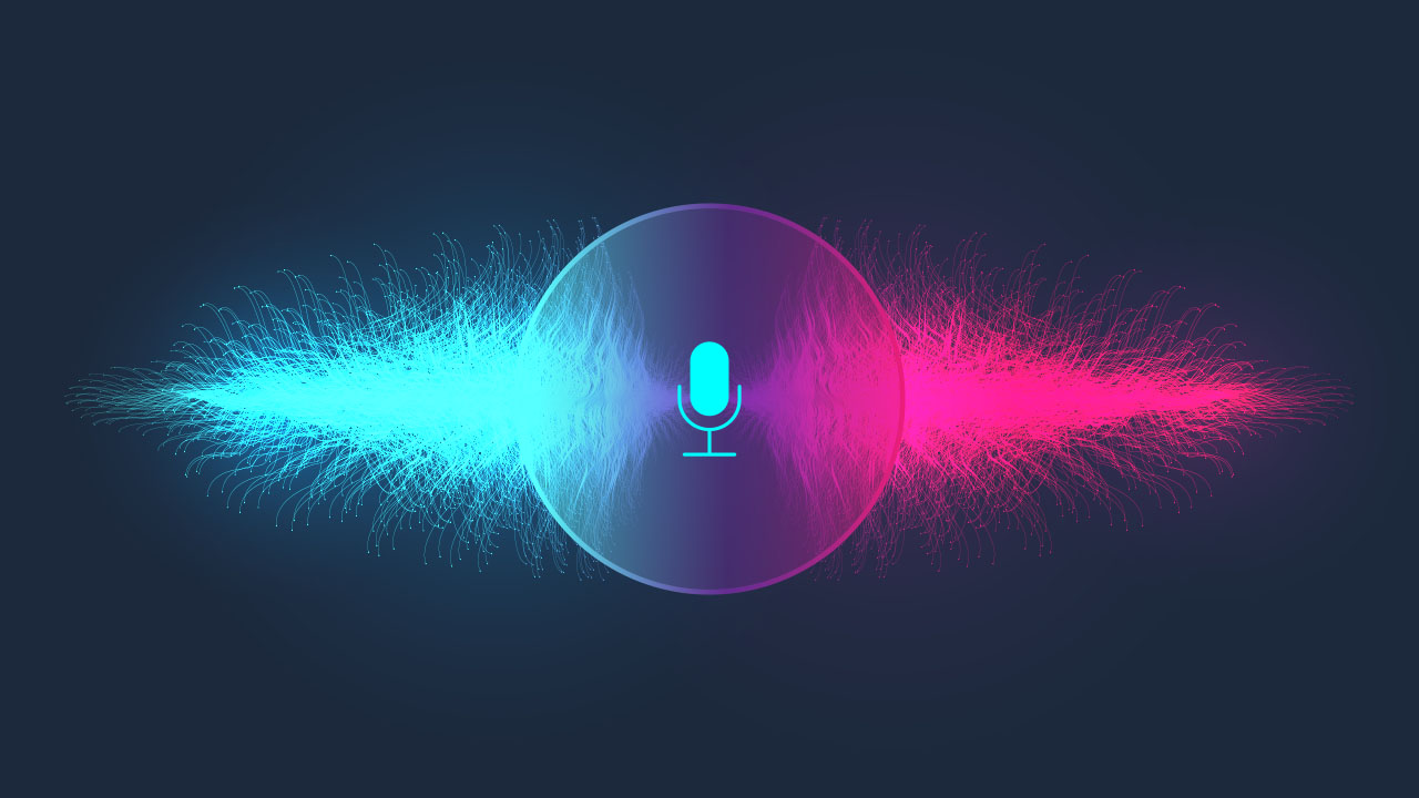 mic symbol with waveforms coming from it