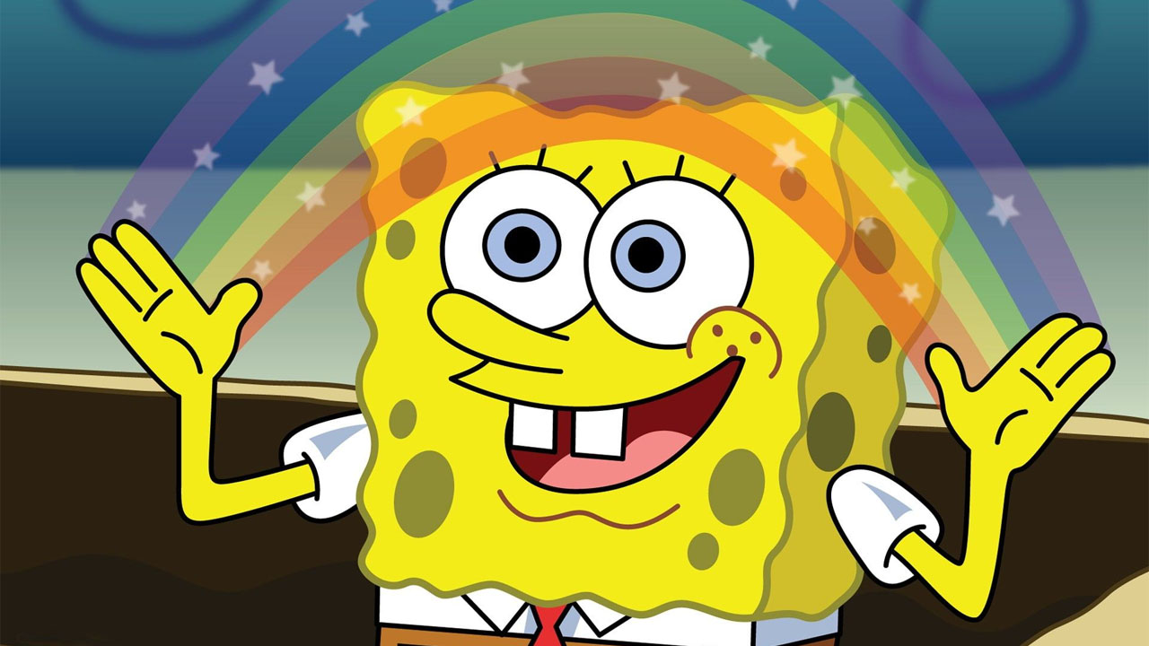 spongebob text to speech voice character with rainbow