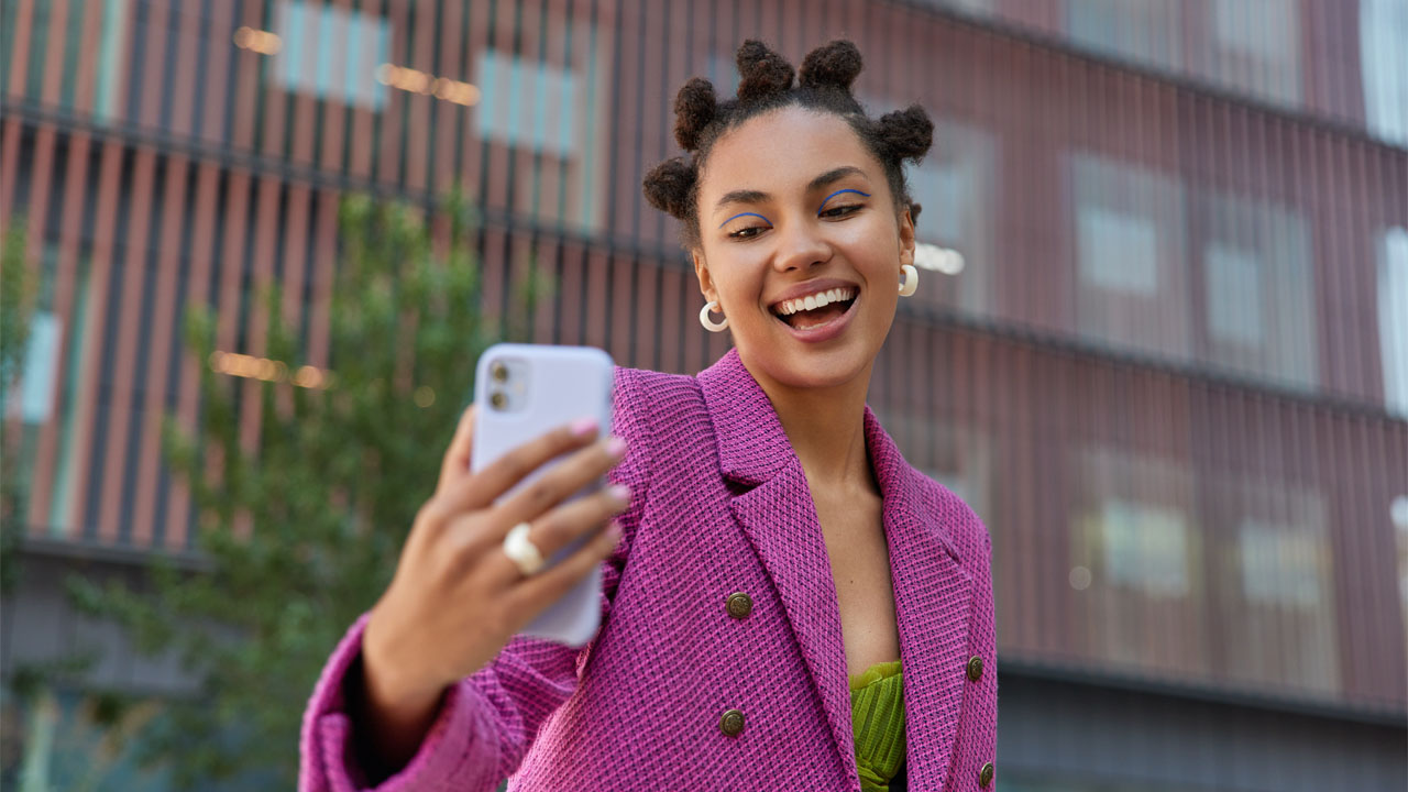 a female influencer taking selfie