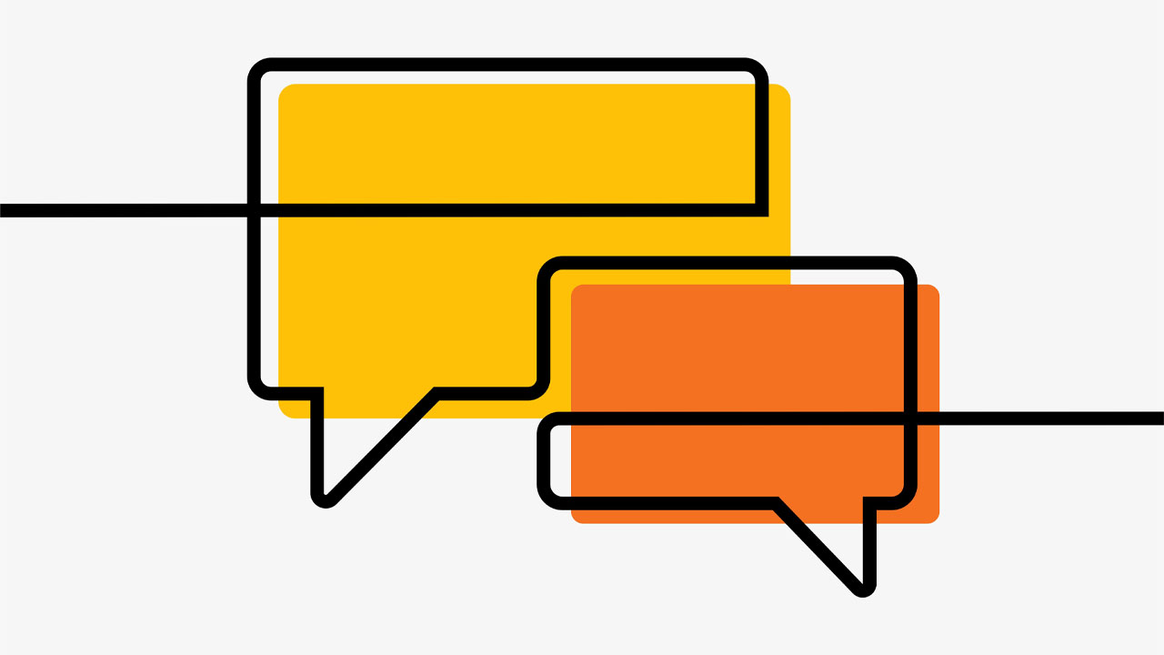 chat boxes in yellow and orange