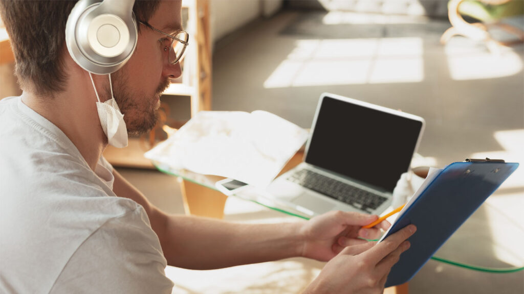 a person listening to an audiobook they made