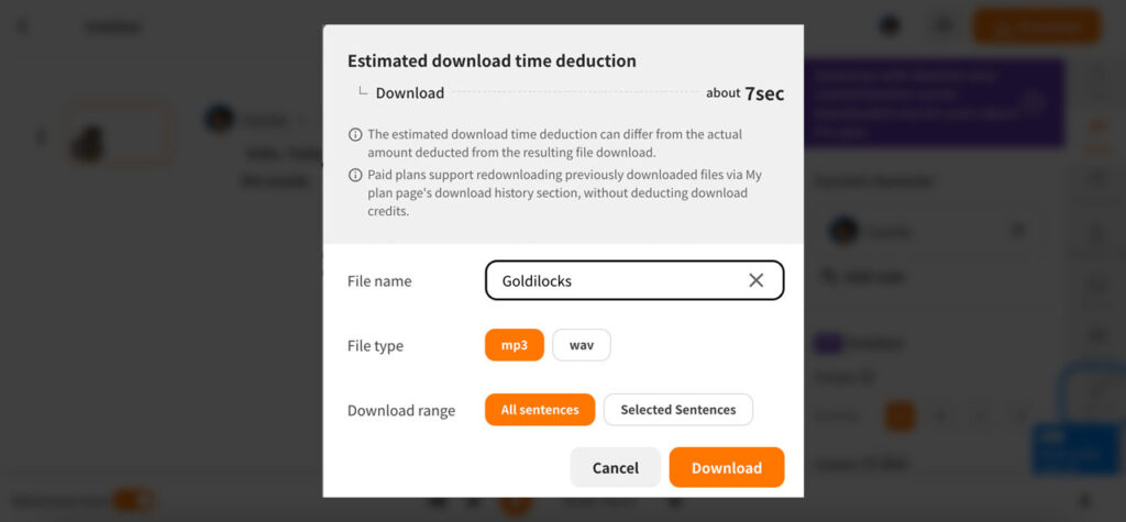 typecast file download screen