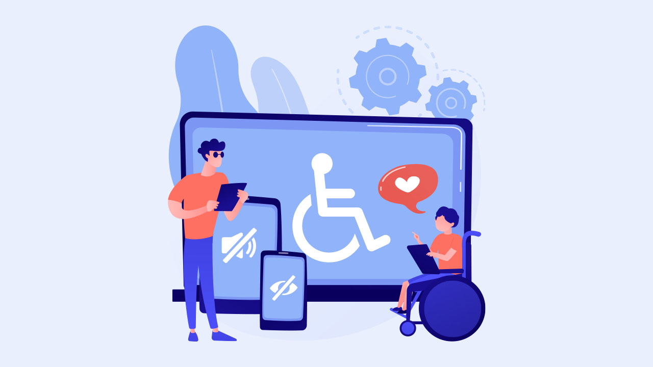 disabled person in wheelchair using assistive text to speech technology